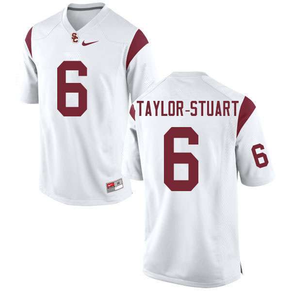 Men #6 Isaac Taylor-Stuart USC Trojans College Football Jerseys Sale-White - Click Image to Close
